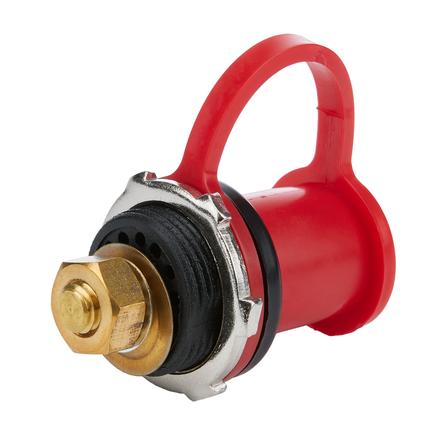 Allstar Performance Remote Battery Terminal - Top Post - 1.25 in Diameter Hole - 3/8-16 in Stud - Rubber Cap - Red -