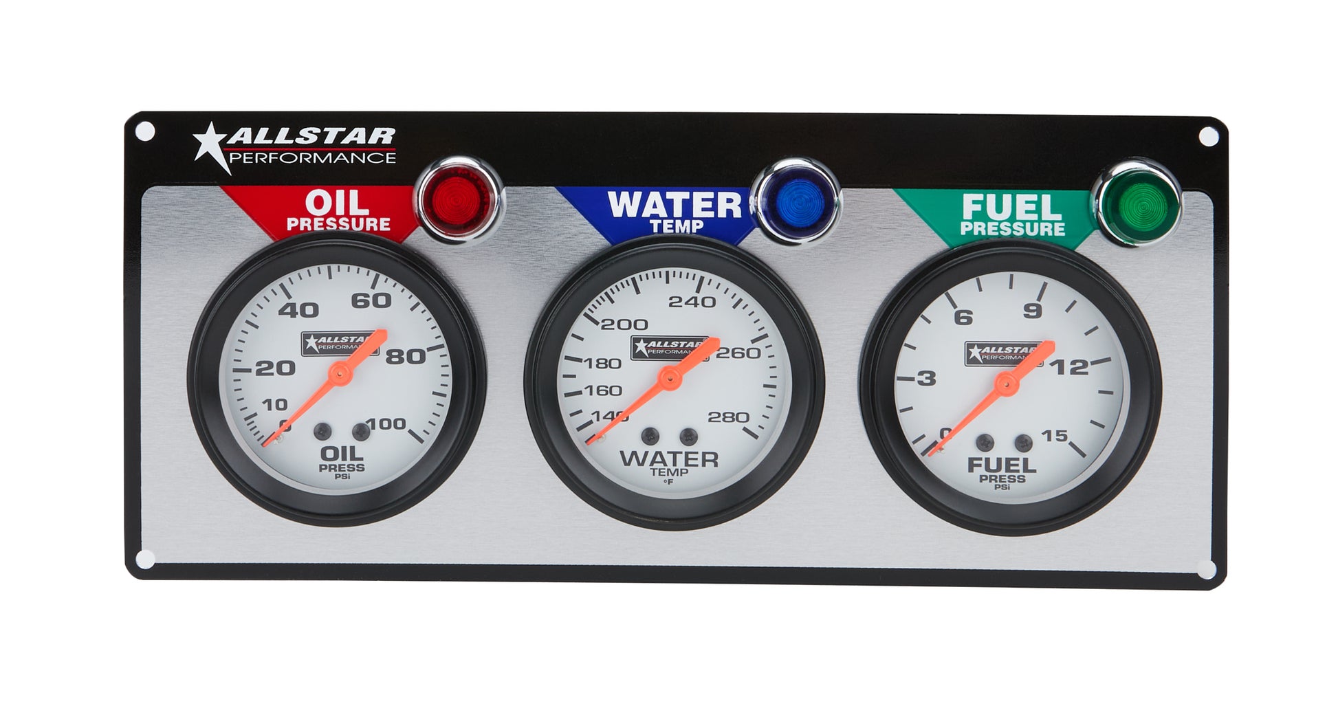 Allstar Performance Gauge Panel Assembly - Fuel Pressure / Oil Pressure / Water Temperature - 2-5/8 in Diameter -