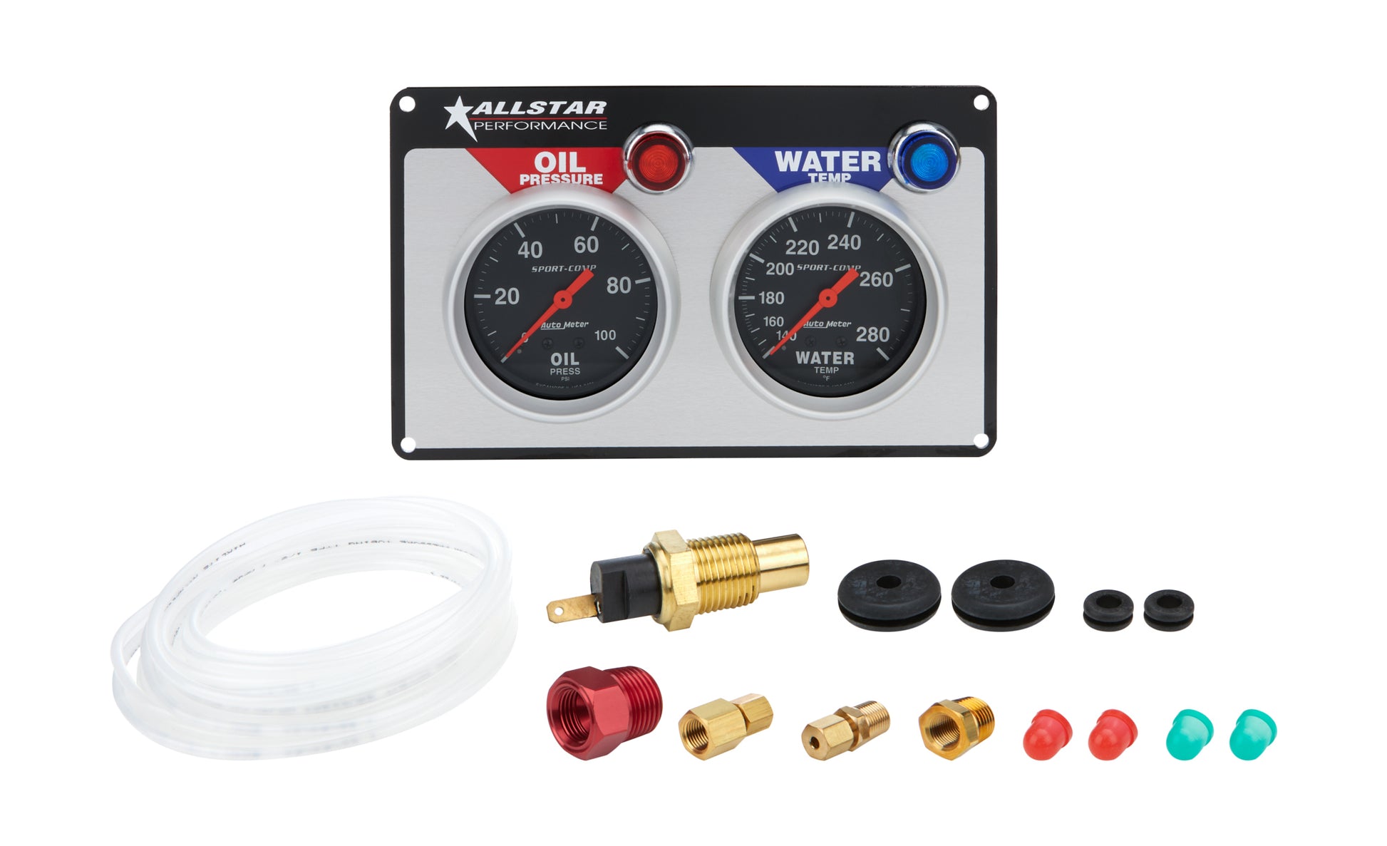 Allstar Performance Gauge Panel Assembly - Auto Meter Sport-Comp - Oil Pressure / Water Temperature - 2-5/8 in