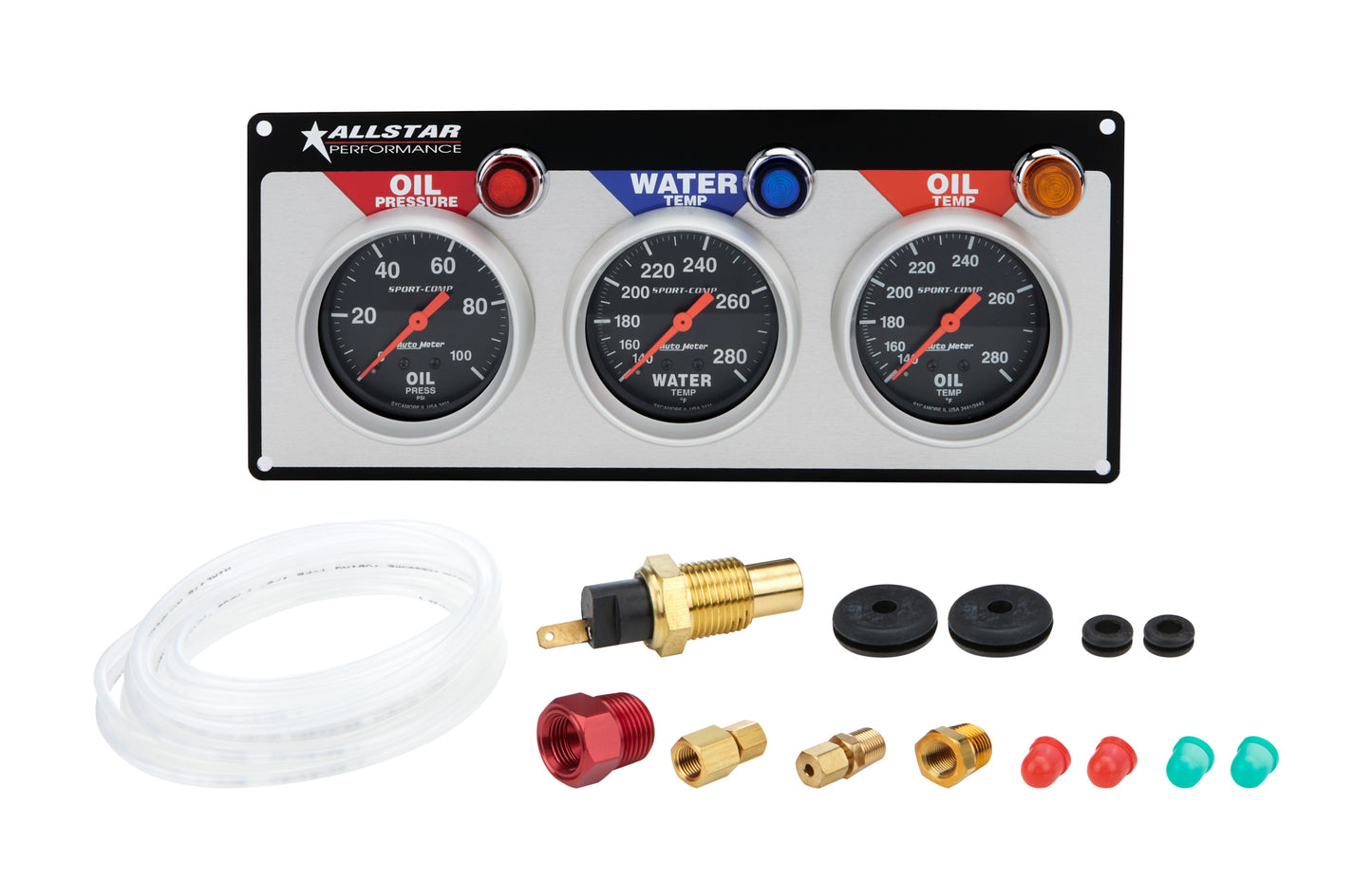 Allstar Performance Gauge Panel Assembly - Auto Meter Sport-Comp - Oil Pressure / Oil Temperature / Water Temperature
