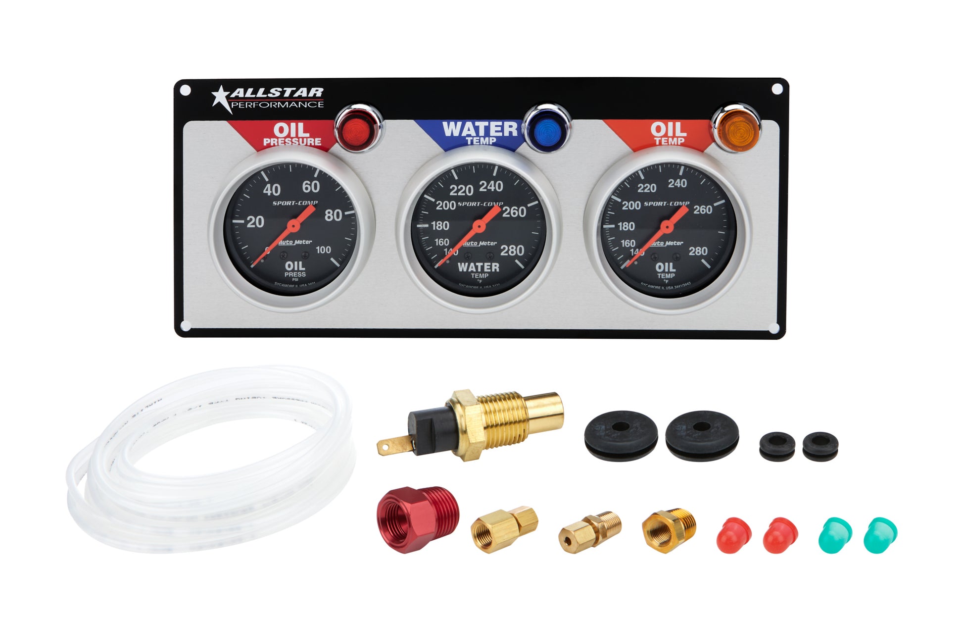Allstar Performance Gauge Panel Assembly - Auto Meter Sport-Comp - Oil Pressure / Oil Temperature / Water Temperature