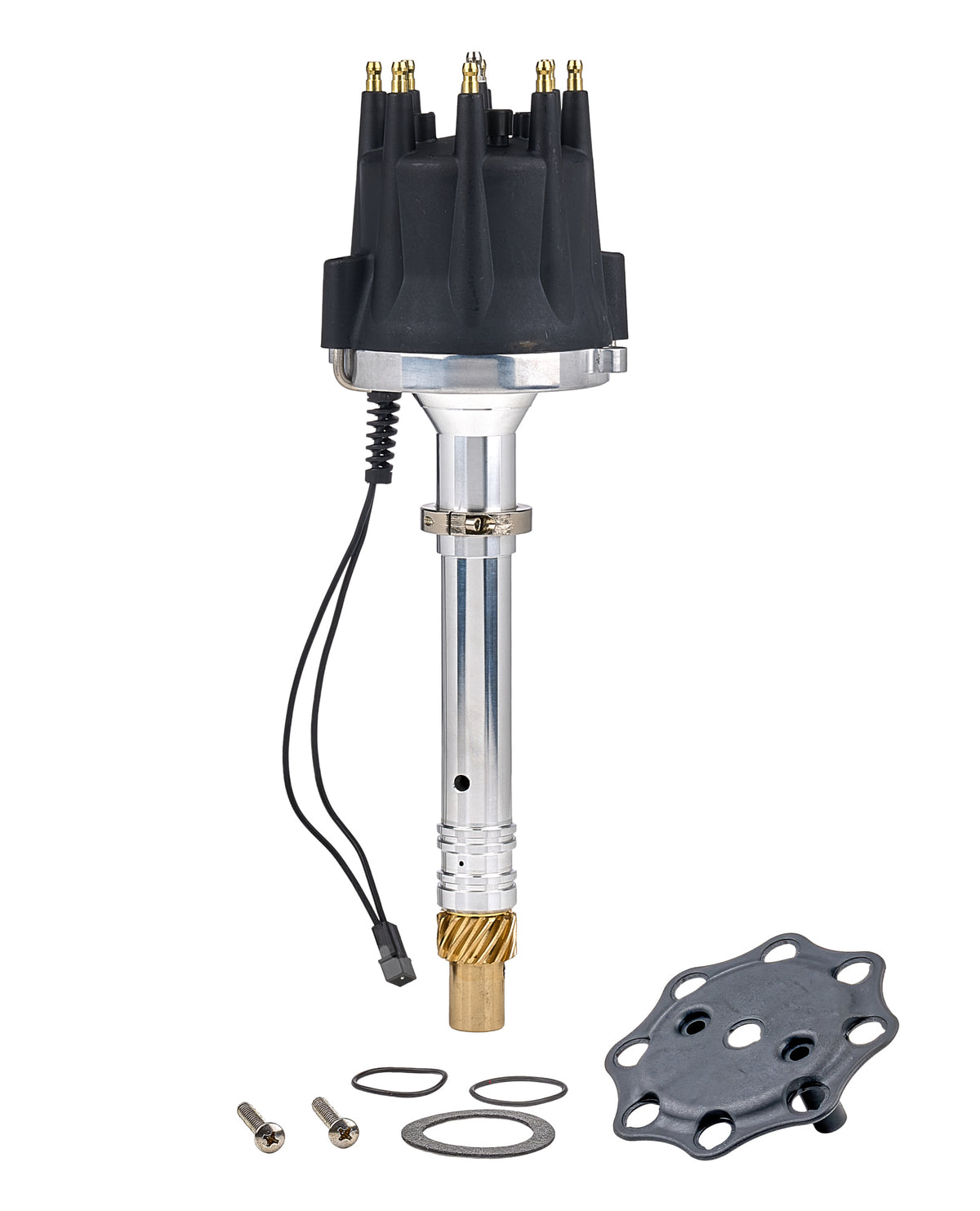 Allstar Performance Distributor - Race - Magnetic Pickup - Locked Advance - HEI Style Terminal - Black - Chevy V8 - Each