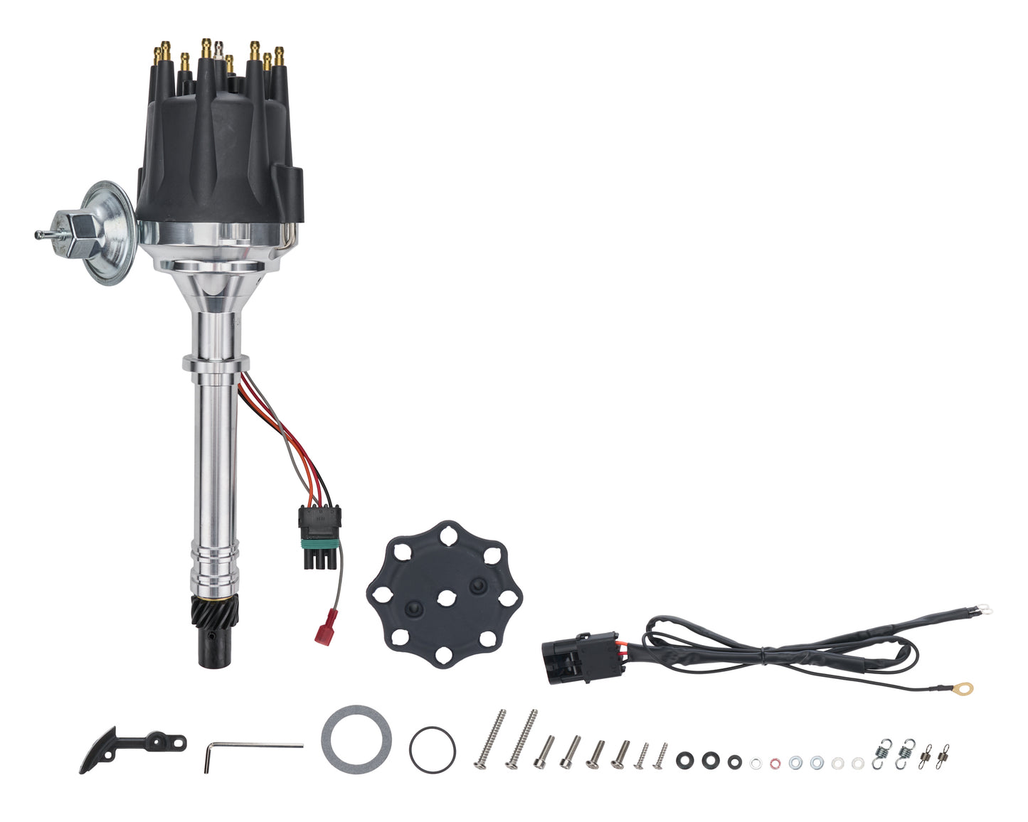 Allstar Performance Distributor - Magnetic Pickup - Vacuum Advance - HEI Style Terminal - Rev Limiter - Black - Chevy