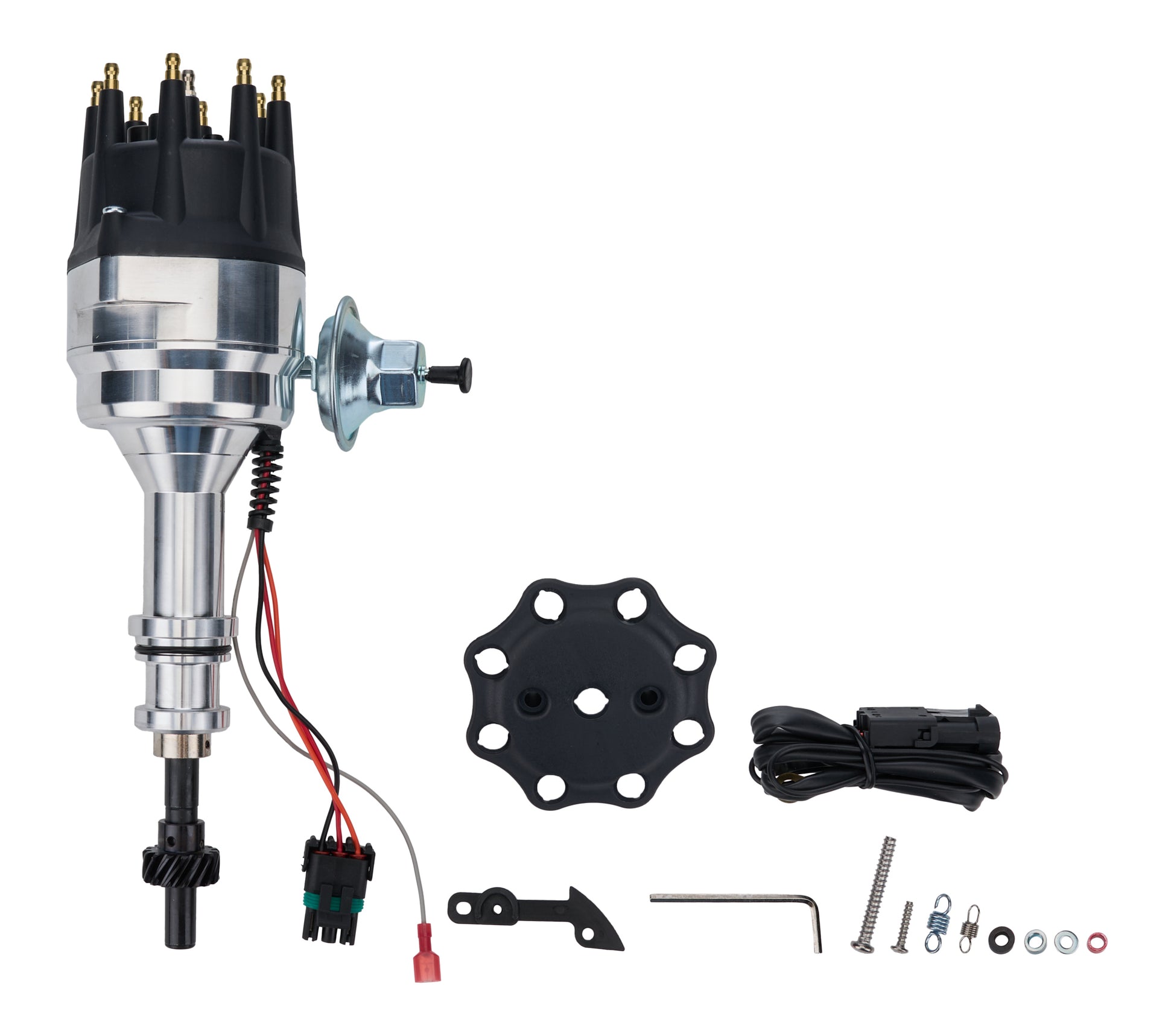 Allstar Performance Distributor - Magnetic Pickup - Vacuum Advance - HEI Style Terminal - Rev Limiter - Black - Small
