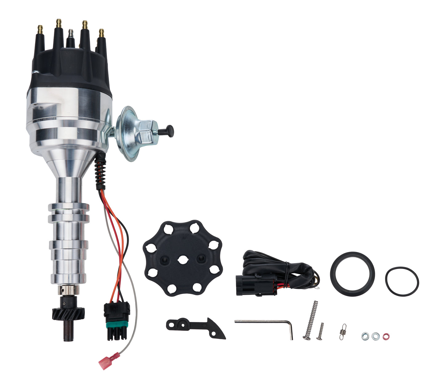 Allstar Performance Distributor - Magnetic Pickup - Vacuum Advance - HEI Style Terminal - Rev Limiter - Black - Ford