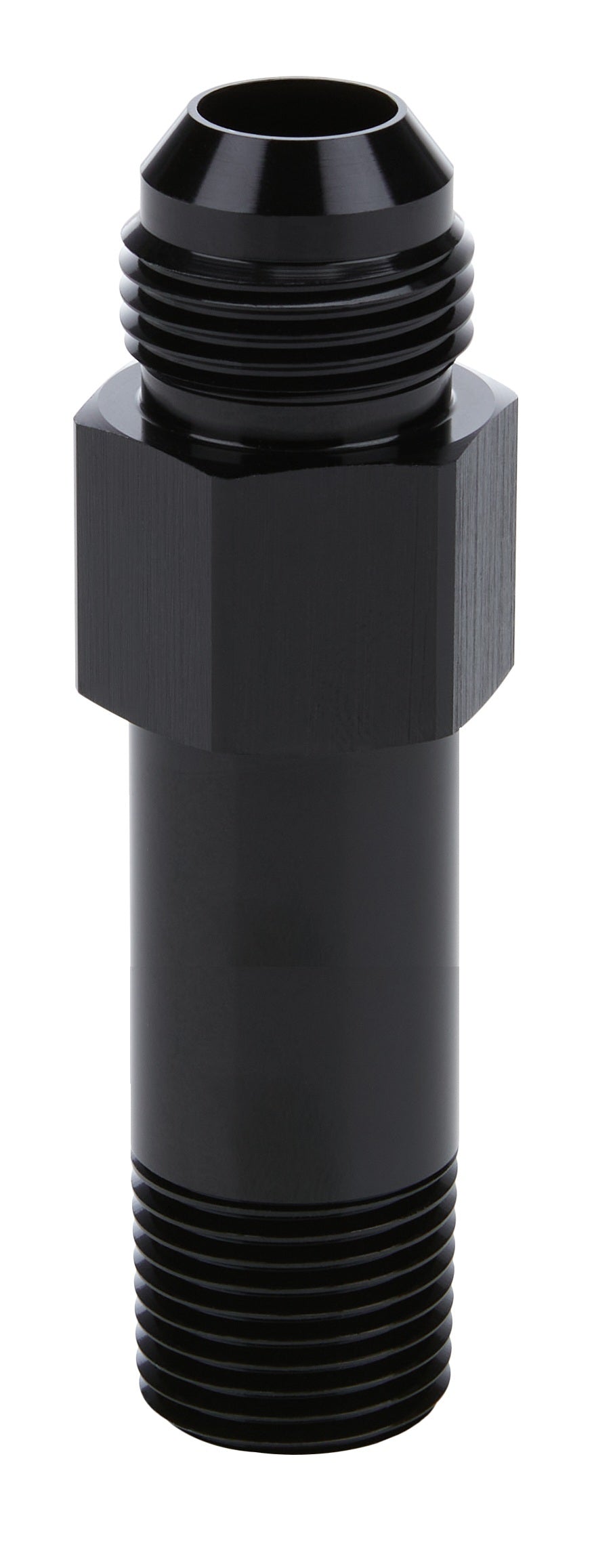 Allstar Performance Extended Oil Inlet - Straight - 10 AN Male to 1/2 in NPT Male - 4 in Long - Aluminum - Black