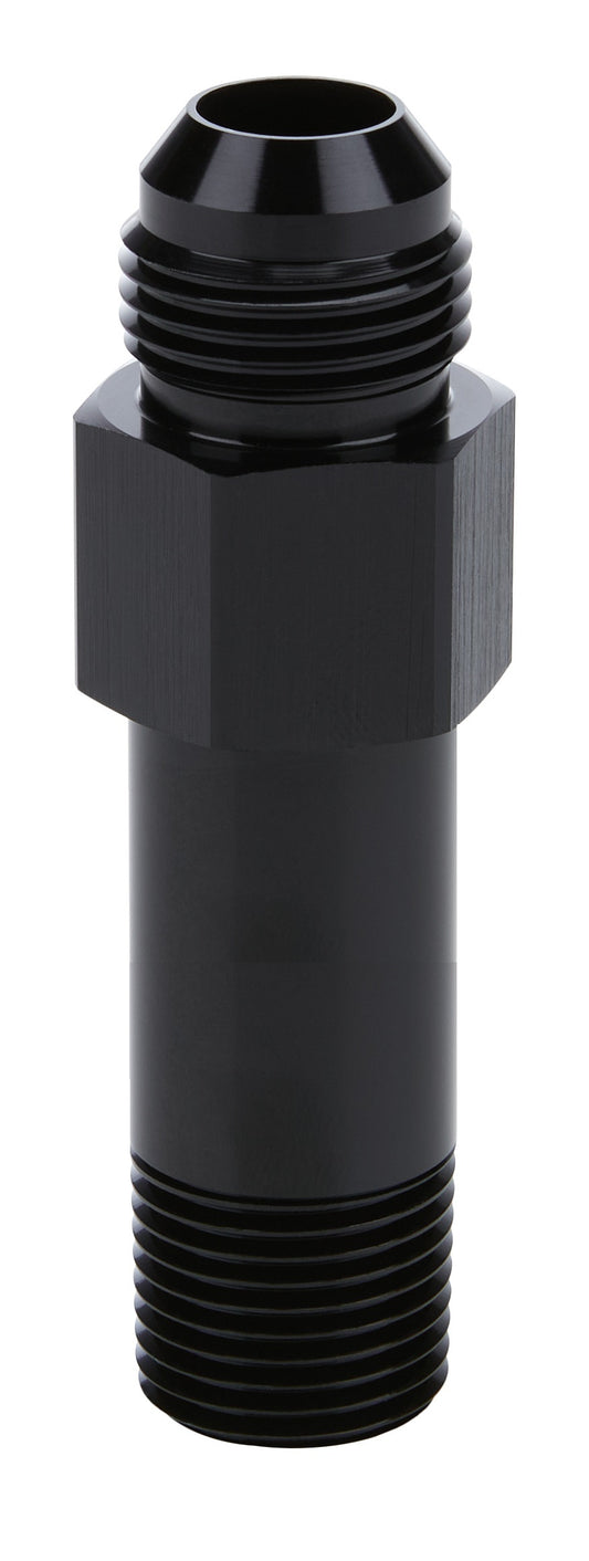 Allstar Performance Extended Oil Inlet - Straight - 10 AN Male to 1/2 in NPT Male - 4 in Long - Aluminum - Black