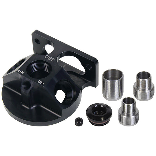 Allstar Performance Oil Filter Adapter - Remote Mount - 12 AN Female Ports - 1/8 in NPT Port - 3/4-16 in / 13/16-16 in