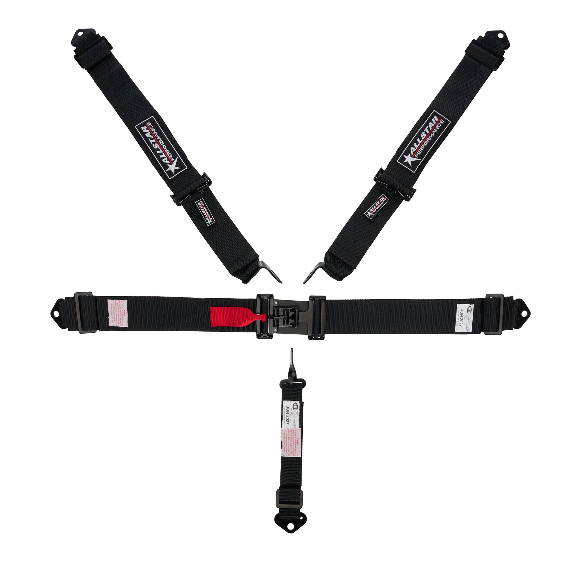 Allstar Performance Harness - 5 Point - Latch and Link - SFI 16.1 - Pull Down Adjust - Bolt In - Individual Harness -