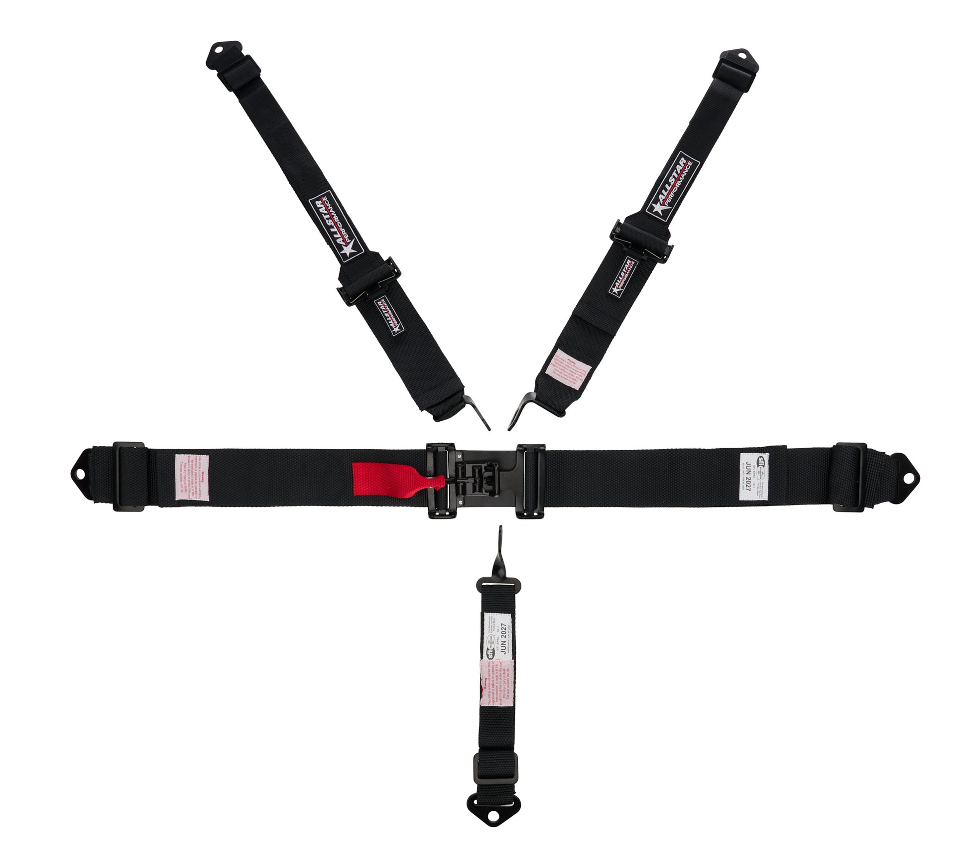 Allstar Performance Harness - 5 Point - Latch and Link - SFI 16.1 - Pull Down Adjust - Bolt In - Individual Harness -