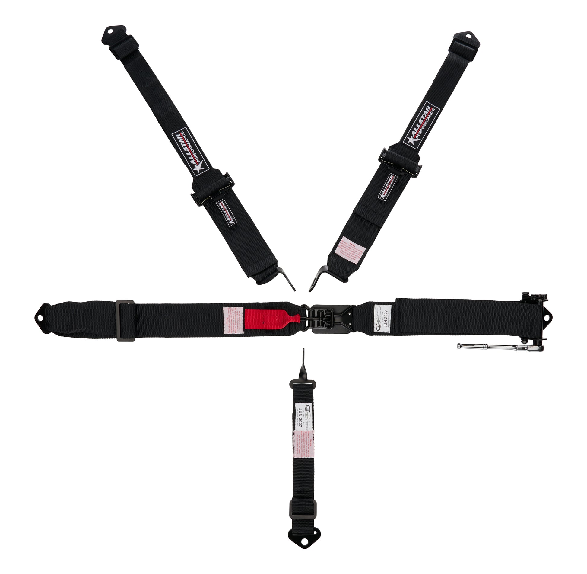 Allstar Performance Harness - 5 Point - Latch and Link - SFI 16.1 - Pull Down / Left Side Ratchet Adjust - Bolt In -