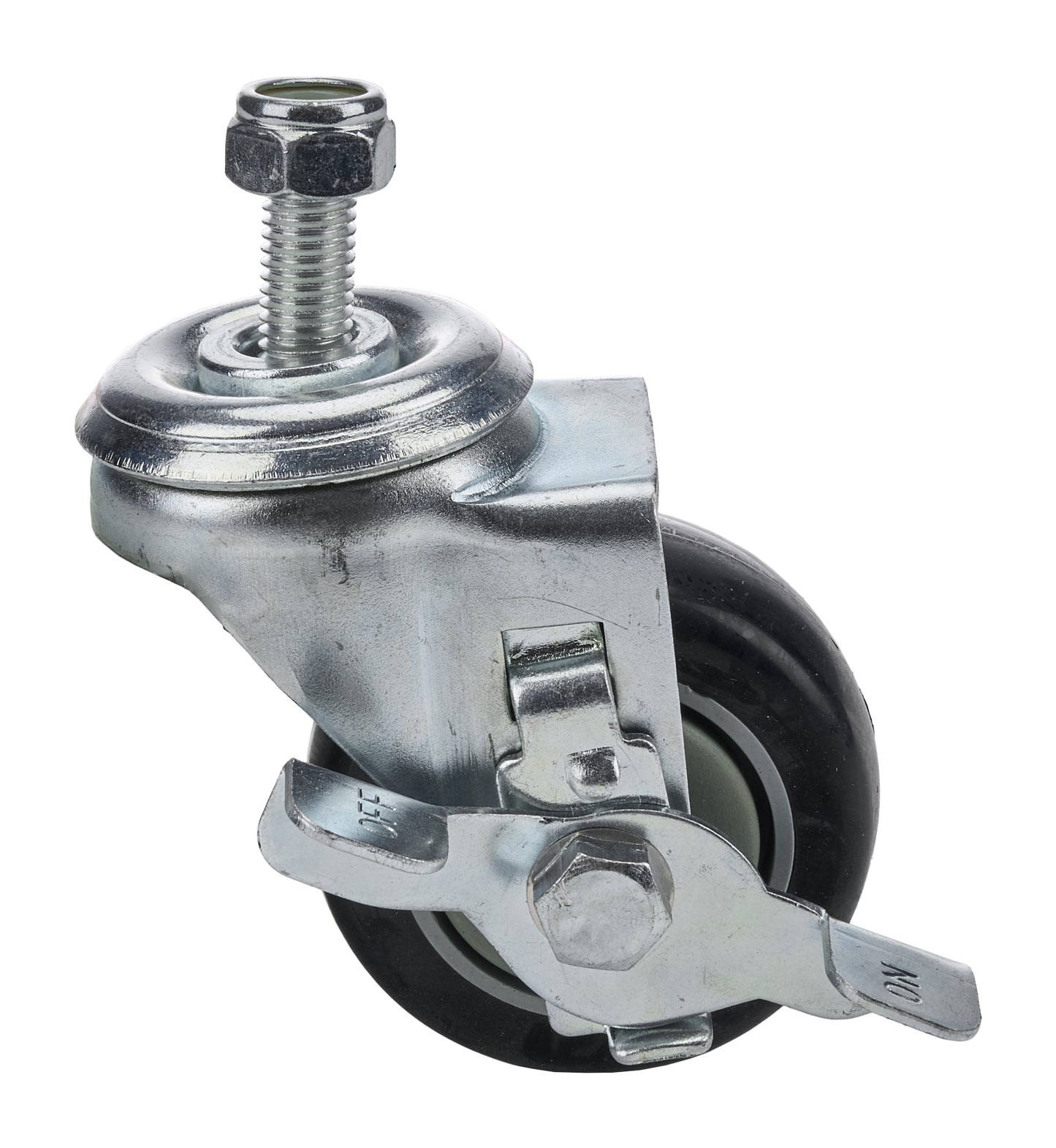 Allstar Performance Chassis Dolly Caster - 1/2 in Studs - Locking - 3 in Wheels - Rubber / Steel - Each