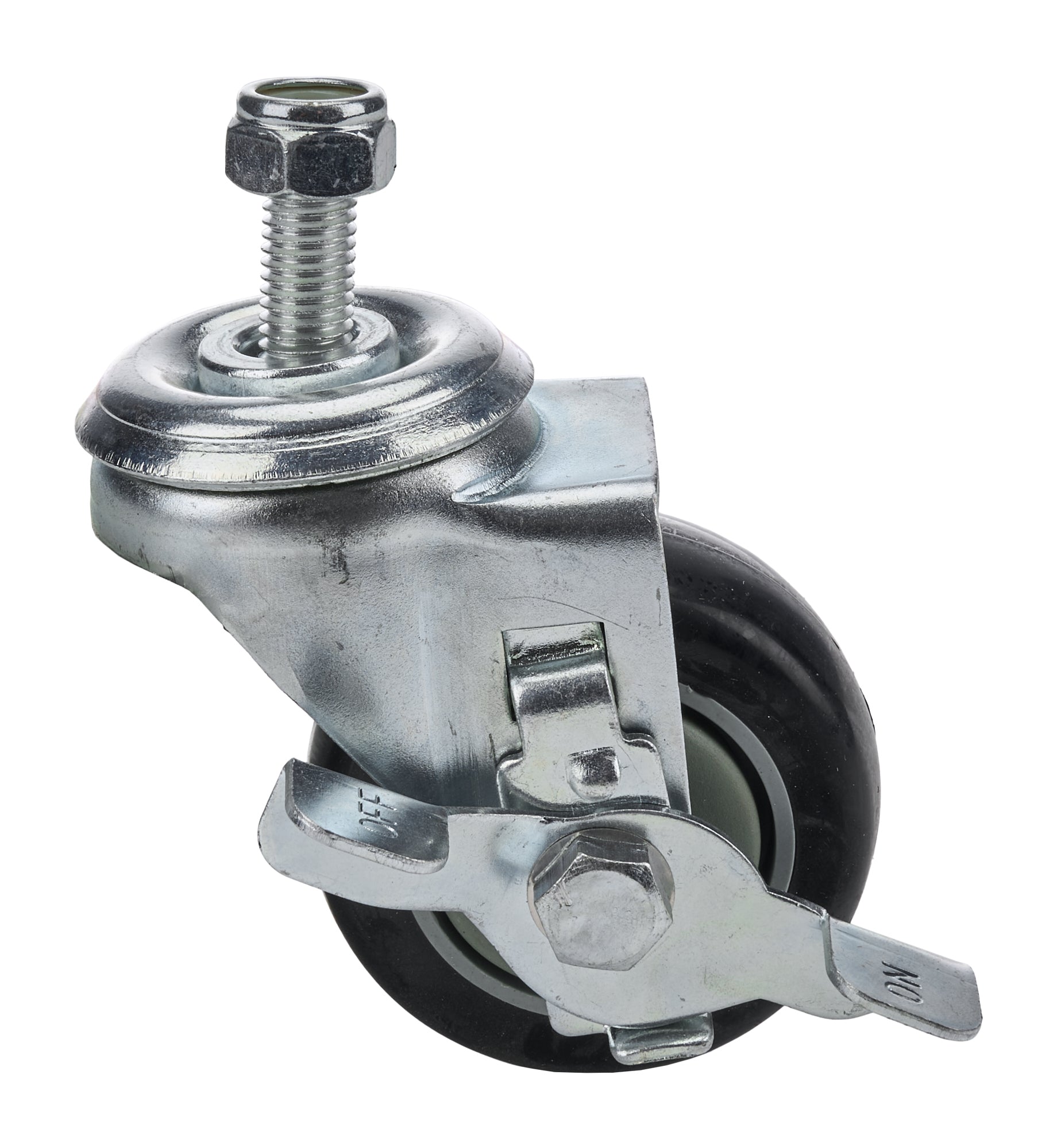 Allstar Performance Chassis Dolly Caster - 1/2 in Studs - Locking - 3 in Wheels - Rubber / Steel - Each