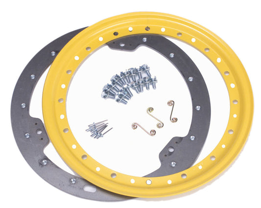Aero Race Wheels Beadlock Ring - Weld-On Inner Ring - Hardware Included - Steel - Yellow Paint - 15 in Wheels - Kit