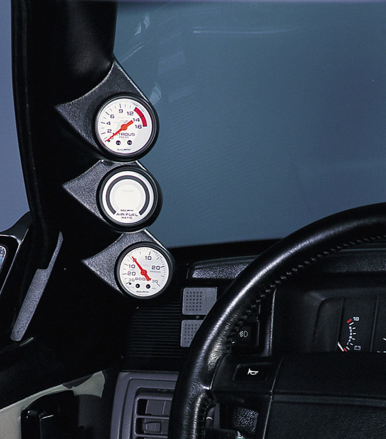 Autometer Gauge Pod - Three 2-1/16 in Diameter Gauges - Full Pillar - Plastic - Black - Hard Top - Ford Mustang