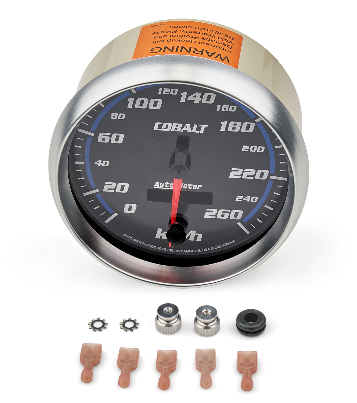 Autometer Speedometer - Cobalt - 260 KPH - Electric - Analog - 5 in Diameter - Programmable - Black Face - Each