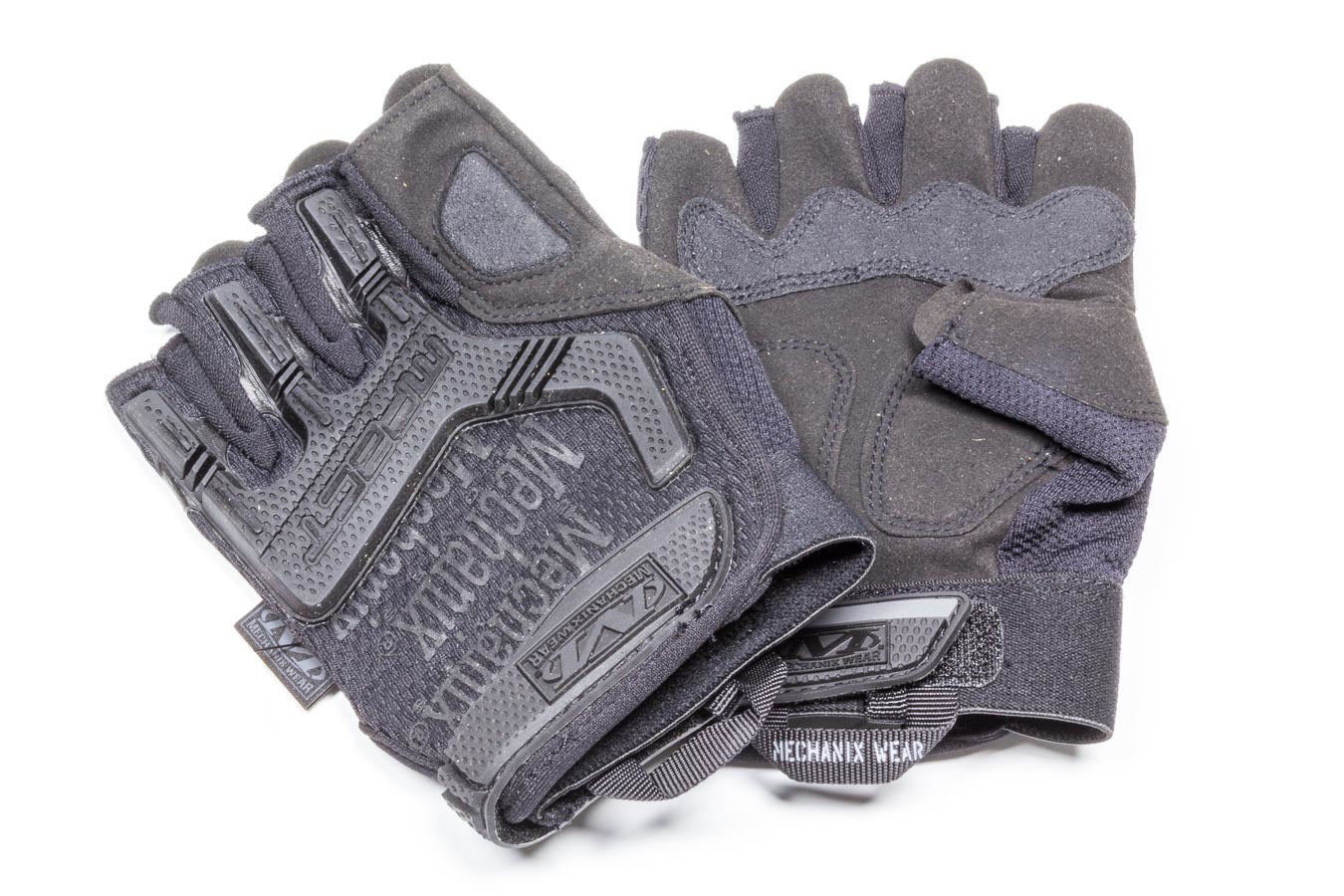 Mechanix Wear Shop Gloves - M-Pact Fingerless - Reinforced Knuckles - Padded Palm - Hook and Loop Closure - Black -