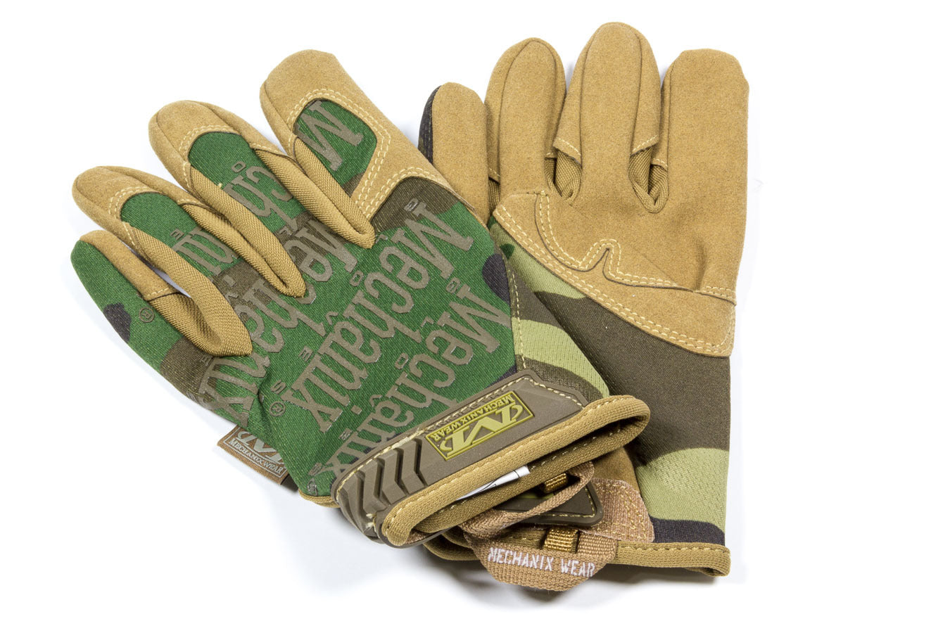 Mechanix Wear Shop Gloves - The Original - Hook and Loop Closure - Spandex / Synthetic Leather - Woodland Camo - Large