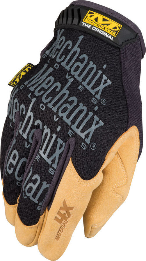 Mechanix Wear Shop Gloves - Material 4X Original - Hook and Loop Enclosure - Synthetic Leather - Black / Tan - Large -