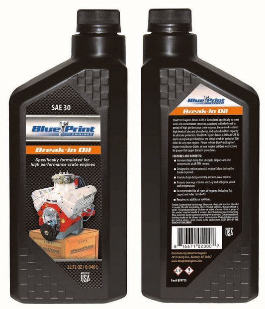 Blueprint Engines Motor Oil - Break-In - High Zinc - 30W - Conventional - 1 qt - Each