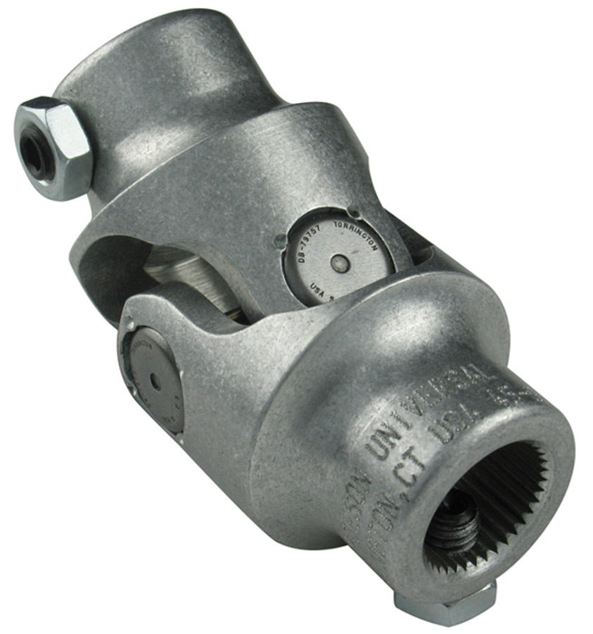 Borgeson Steering Universal Joint - 1 in 48 Spline to 3/4 in Double D - Aluminum - Natural - Each