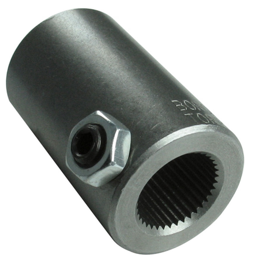 Borgeson Steering Shaft Coupler - 9/16 in 36 Spline to 3/4 in Smooth - Weld-On - Steel - Natural - Universal - Each