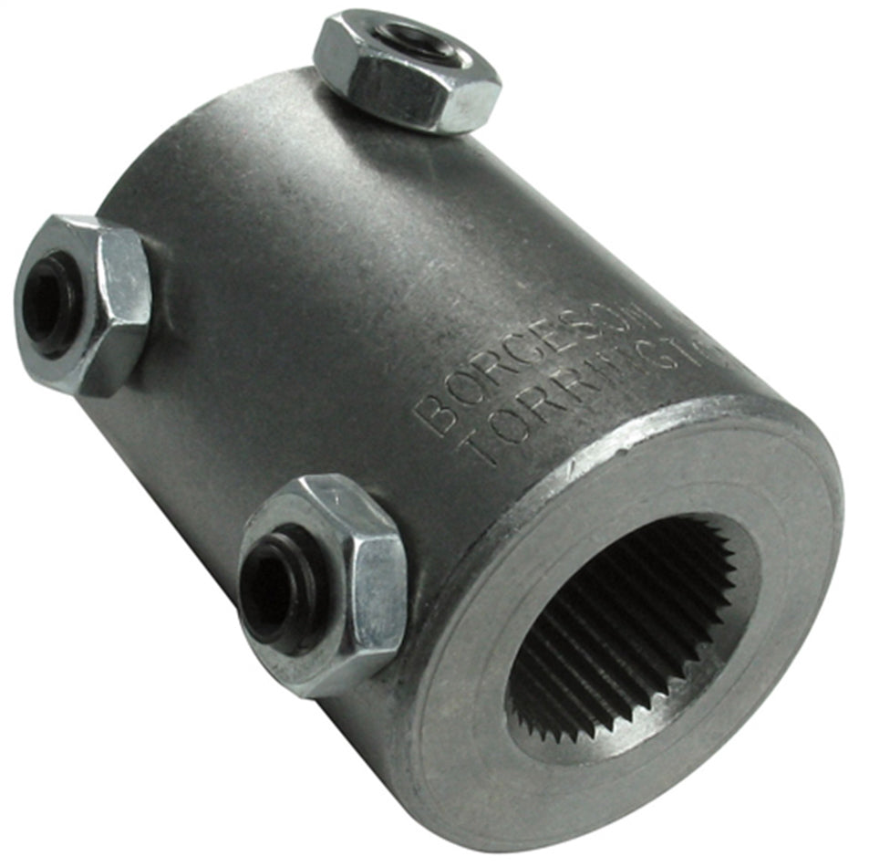 Borgeson Steering Shaft Coupler - 3/4-36 in Spline to 3/4 in Double D - Steel - Natural - Each