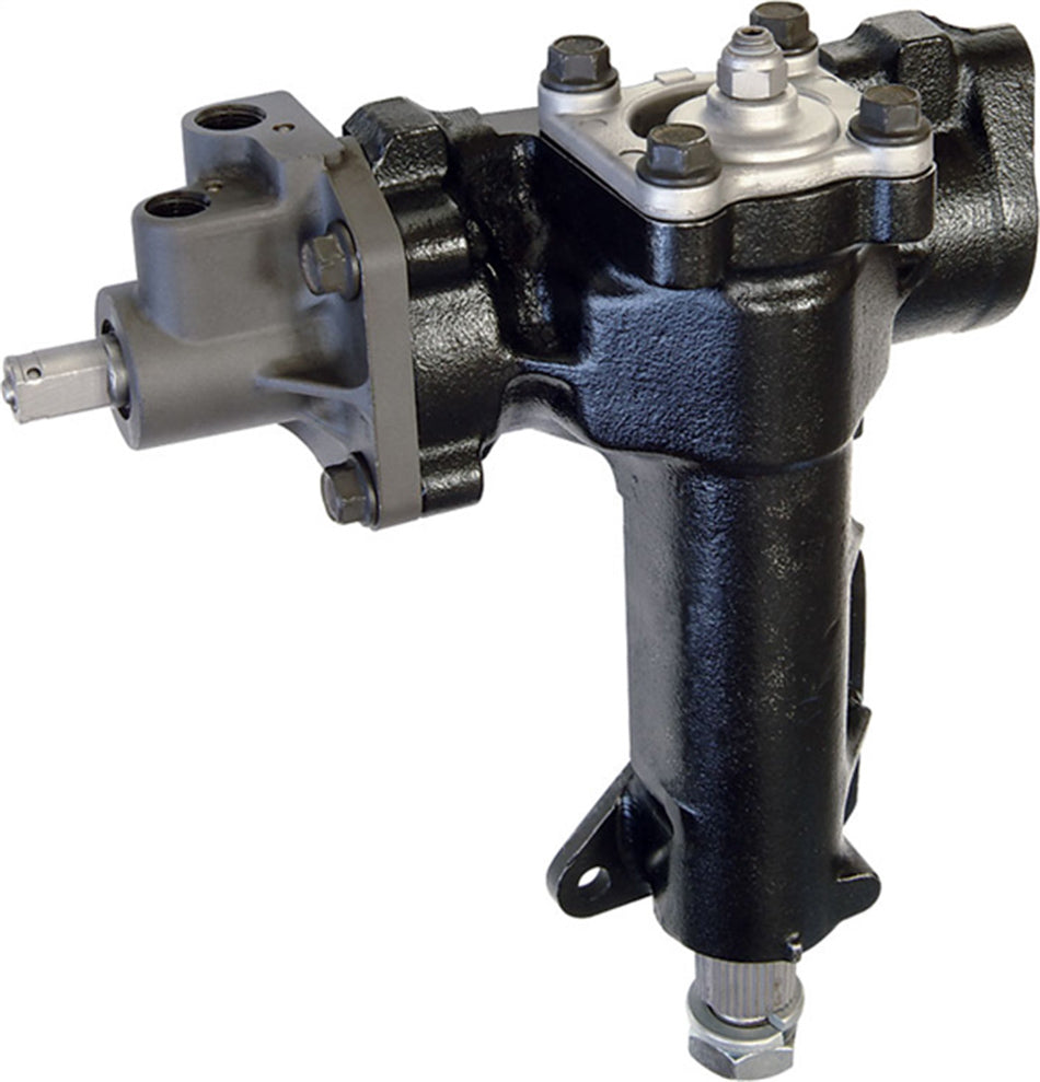 Borgeson Steering Box - Power - Delphi 600 Series - 12.7 to 1 Ratio - Iron - Black Paint - Chevy Fullsize Car 1955-57