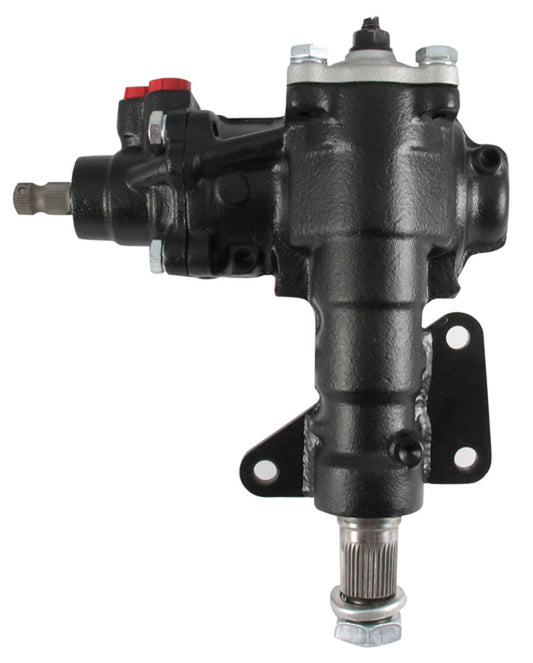 Borgeson Steering Box - Power - 14 to 1 Ratio - 1-1/8 in Sector Shaft - Iron - Black Paint - Ford Mustang 1965-70 - Each