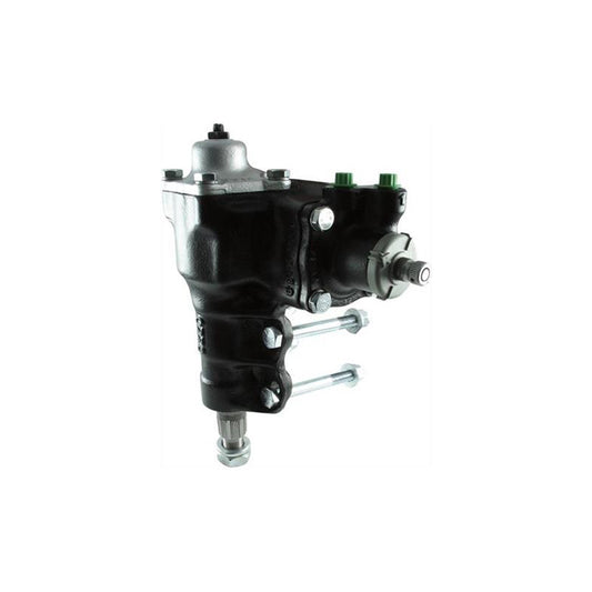 Borgeson Steering Box - Power - 14 to 1 Ratio - 1-1/8 Pitman Shaft - Iron - Black Paint - Ford Compact SUV 1966-77 - Kit