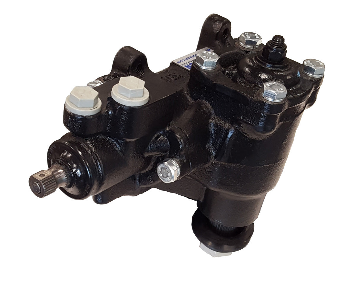 Borgeson Steering Box - Power - Street & Performance Series - 3/4 in-30 Spline - 12.7 to 1 Ratio - Cast Iron - Black