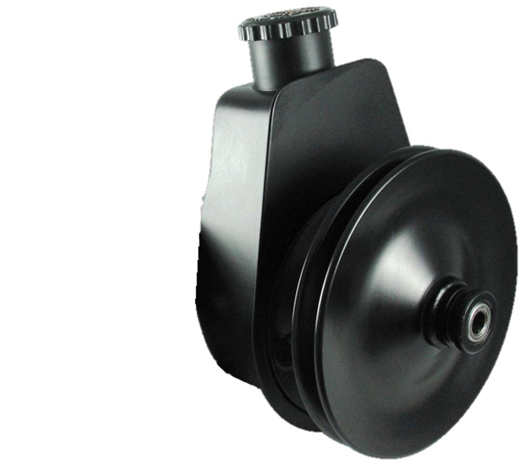 Borgeson Power Steering Pump - Saginaw - V-Belt Pulley - Steel - Black Powder Coat - Small Block Chevy - Kit