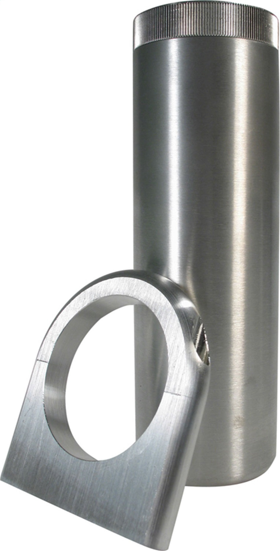 Borgeson Power Steering Reservoir - 7 in Tall x 2.5 in OD - 3/8 in NPT Male Inlet - 5/8 in NPT Male Outlet - Bracket /