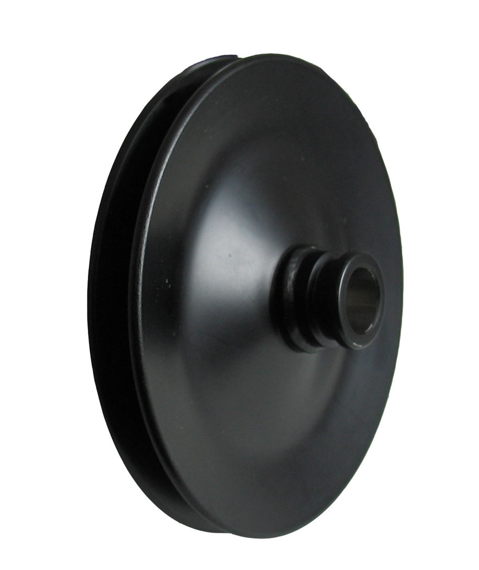 Borgeson Power Steering Pump Pulley - V-Belt - 1 Groove - Press-On - 5.75 in Diameter - Steel - Black Paint - Each