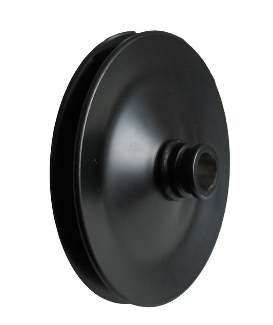 Borgeson Power Steering Pump Pulley - V-Belt - 1 Groove - Press-On - 5.75 in Diameter - Steel - Black Paint - Each