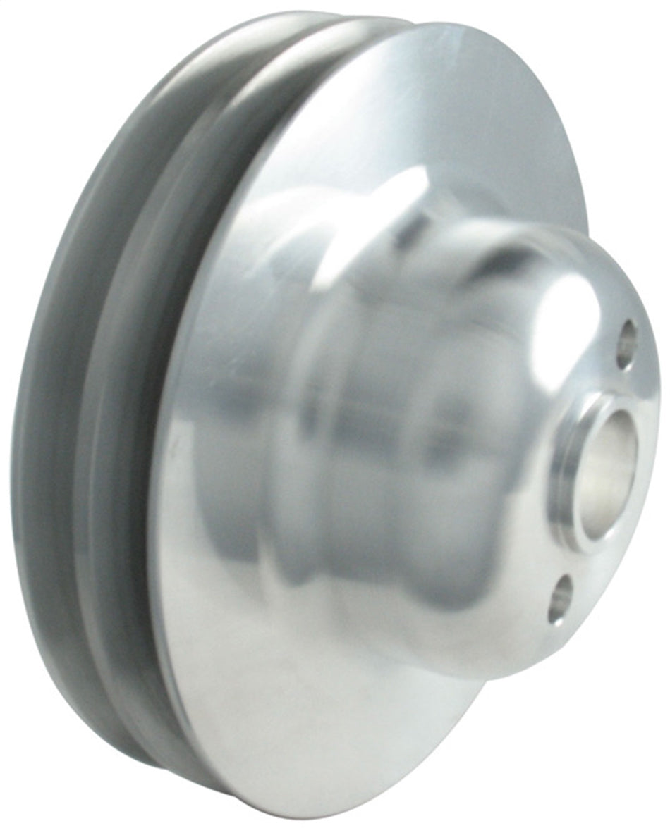 Borgeson Crankshaft Pulley - V-Belt - 2 Groove - 6.5 in Diameter - Aluminum - Machined - Ford Y-Block - Each