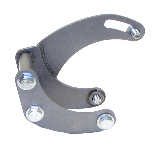 Borgeson Power Steering Pump Bracket - Driver Side - Block Mount - Steel - Black Paint - Saginaw Pump - Short Water