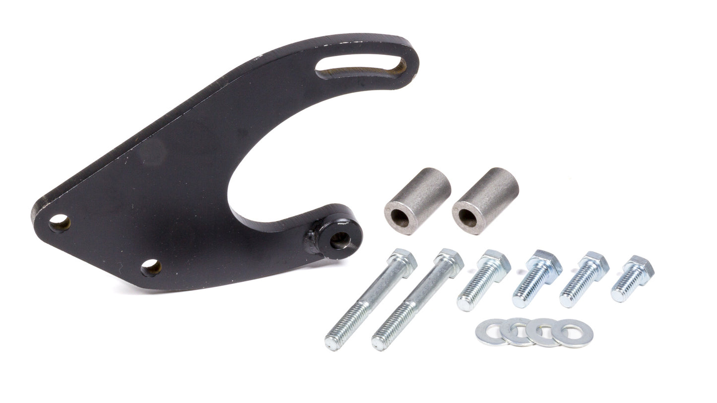 Borgeson Power Steering Pump Bracket - Driver Side - Block Mount - Steel - Black Paint - Saginaw Pump - Mopar Small