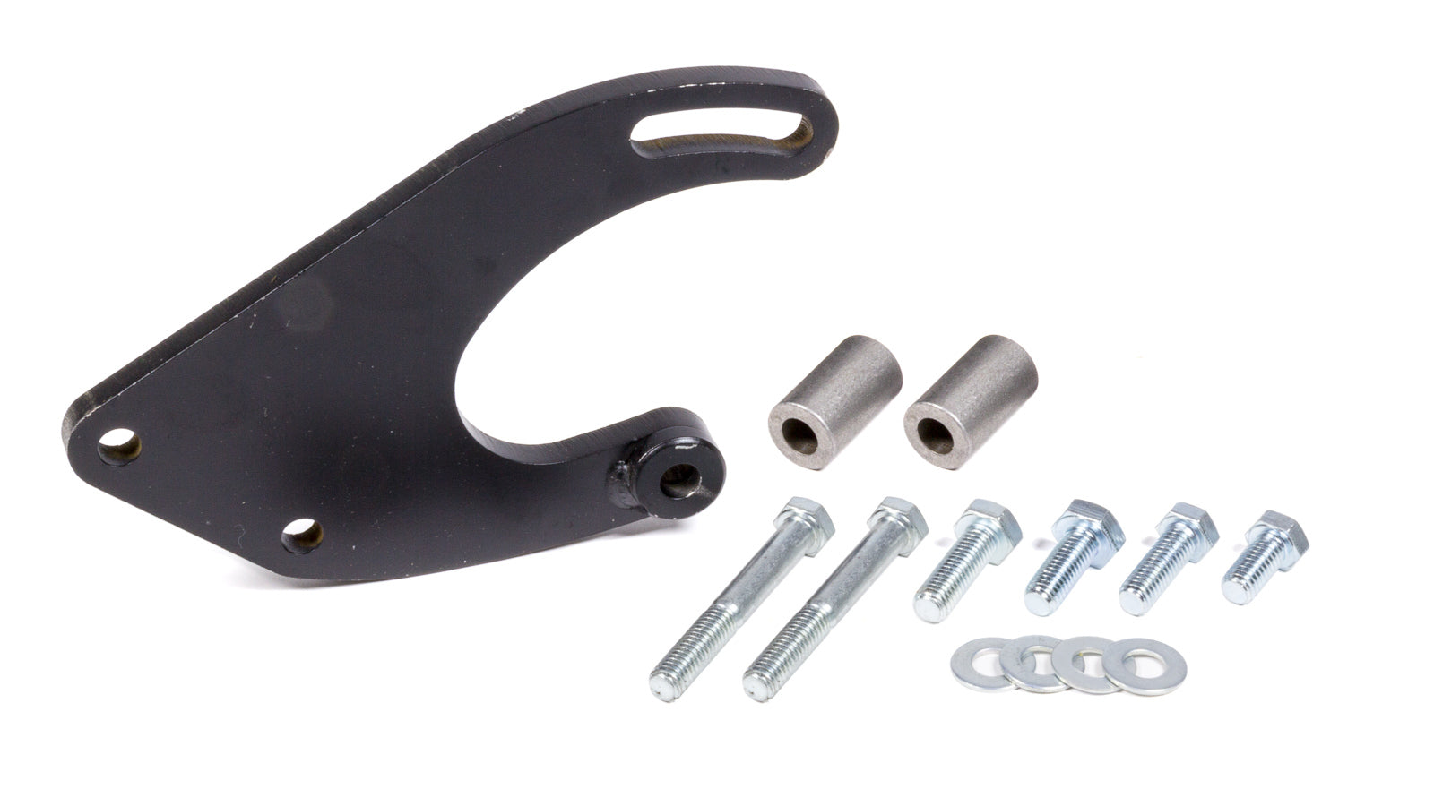 Borgeson Power Steering Pump Bracket - Driver Side - Block Mount - Steel - Black Paint - Saginaw Pump - Mopar Small