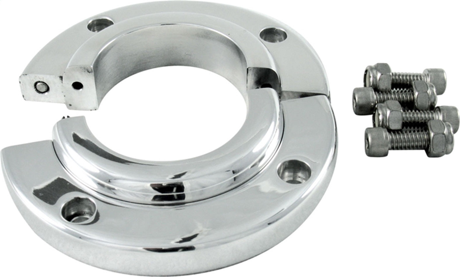 Borgeson Steering Column Bracket - Split - 4-1/8 in Outer Diameter - 2 in Diameter Tube - Swivel - Aluminum - Polished