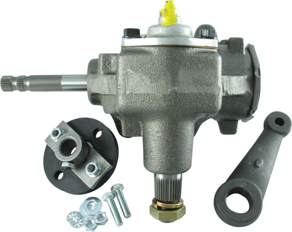 Borgeson Steering Box - Manual - Saginaw 525 - Half Rag Joint / Pitman Arm - Iron - Natural - GM A-Body 1978-88 / GM
