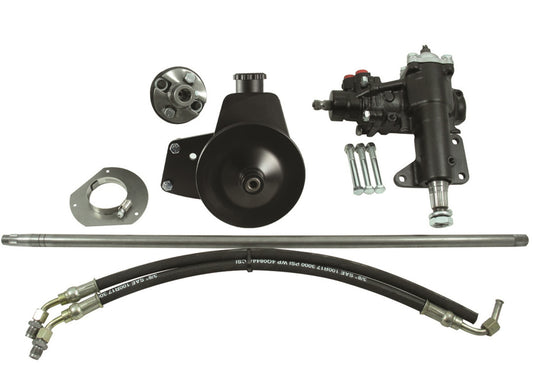 Borgeson Steering Box - Power - 14 to 1 Ratio - Brackets / Joints / Lines / Pump - Iron - Small Block Ford - Ford