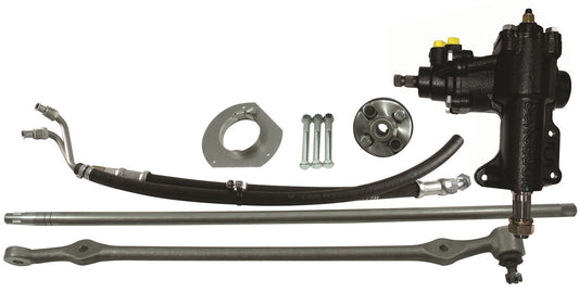 Borgeson Steering Box - Power - 14 to 1 Ratio - Joints / Lines - Iron - Ford V8 - Ford Mustang 1965-66 - Kit