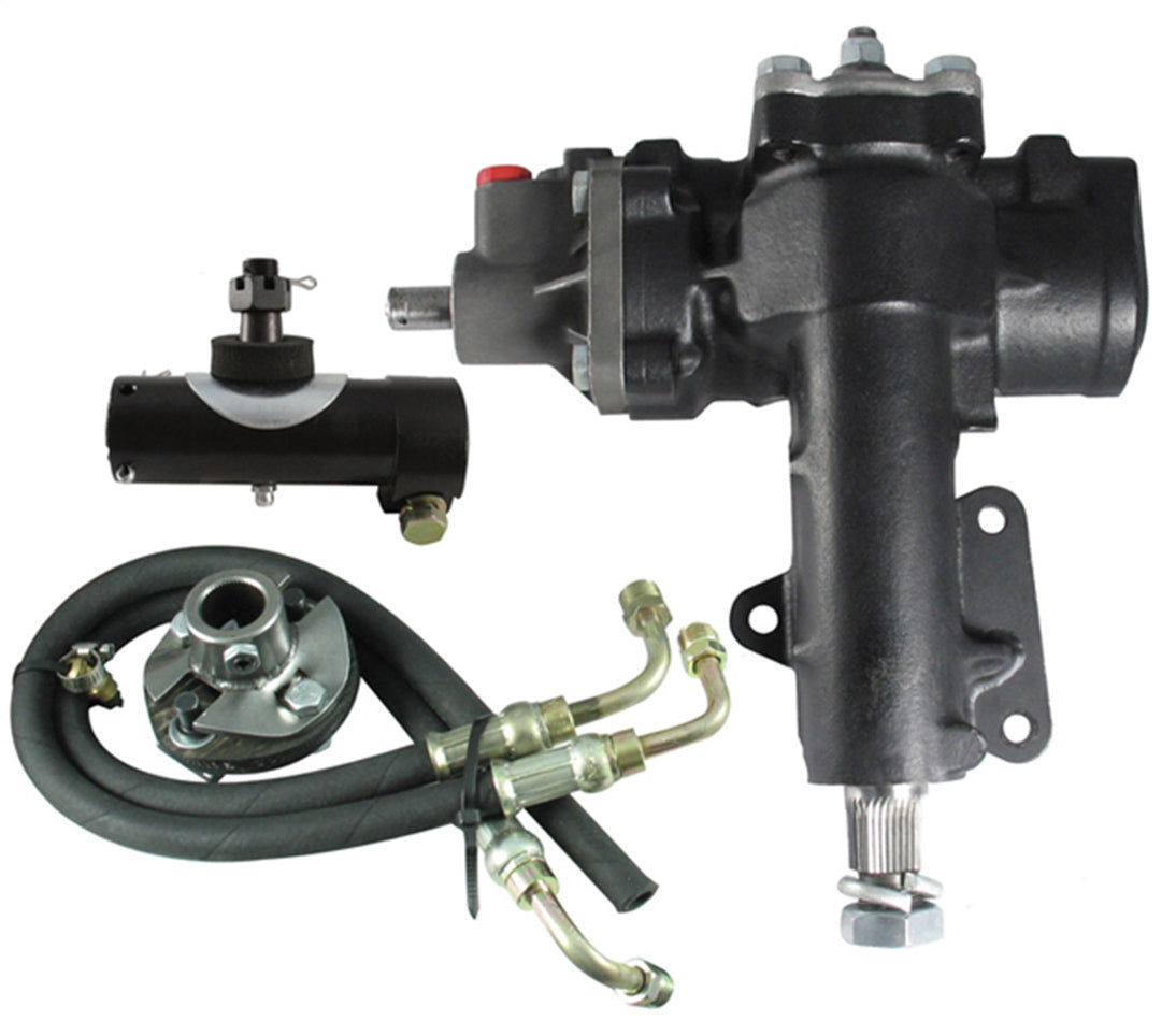 Borgeson Steering Box - Power - Delphi 600 - 12.7 to 1 Ratio - Joints / Lines - Iron - Chevy Corvette 1963-66 - Kit