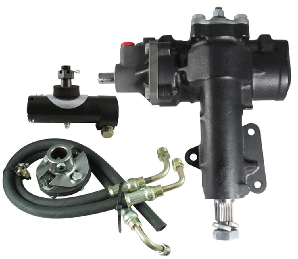 Borgeson Steering Box - Power - Delphi 600 - 12.7 to 1 Ratio - Joints / Lines - Iron - Chevy Corvette 1967-82 - Kit