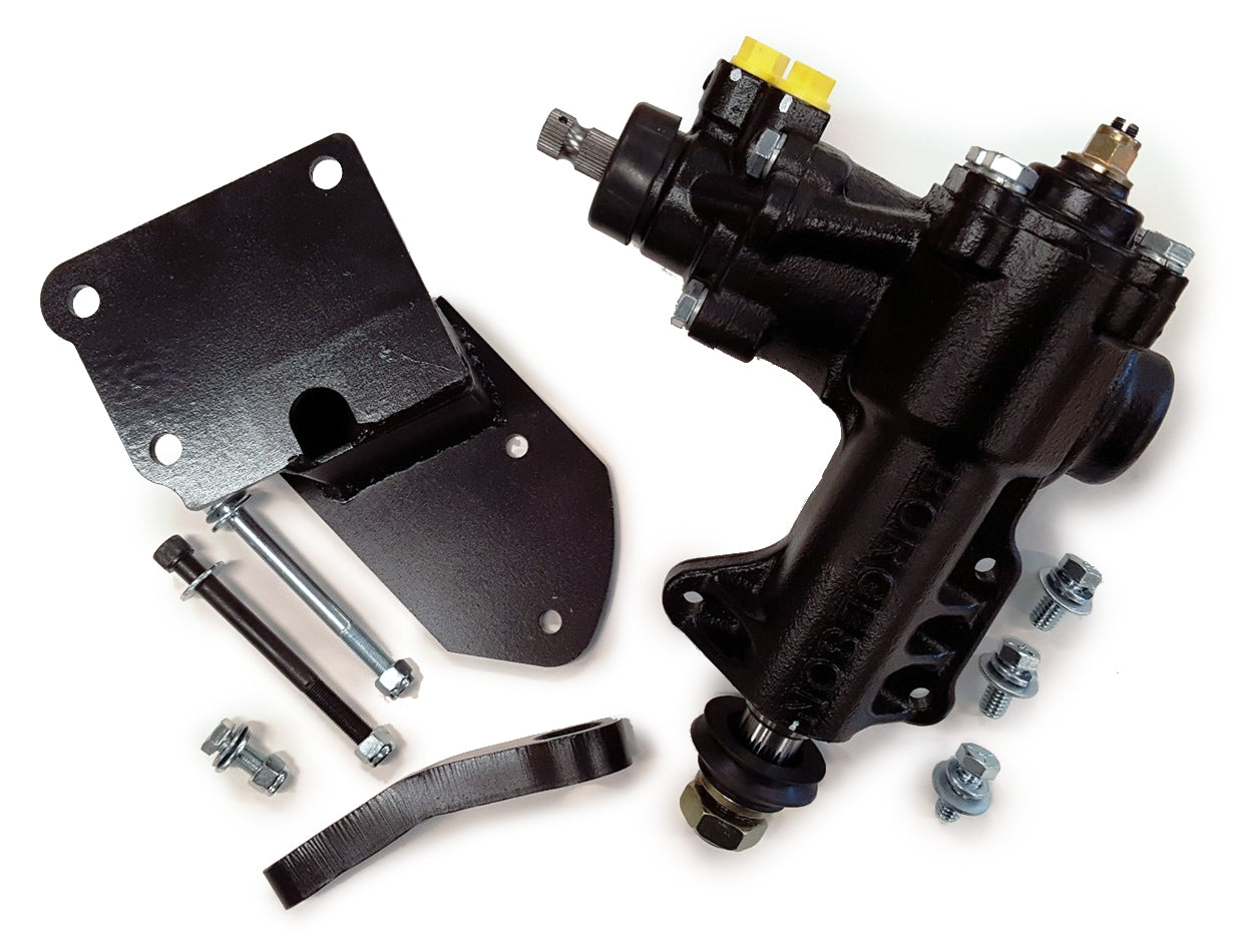 Borgeson Steering Box - Power - Iron - Black Paint - Ford Car 1949-51 - Each