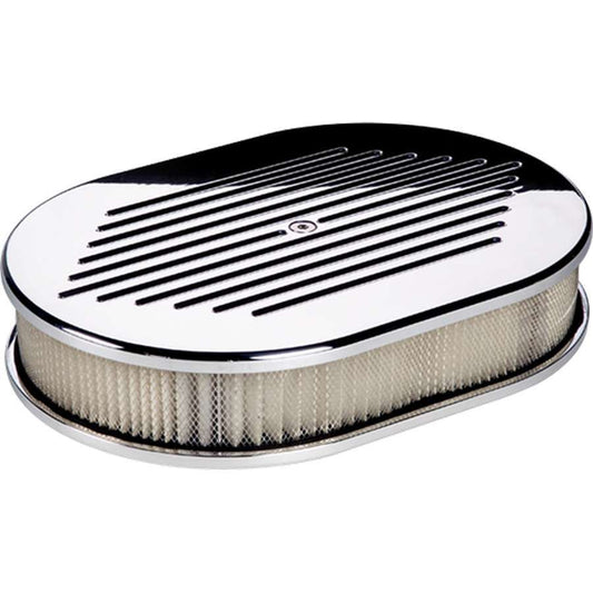 Billet Specialties Air Cleaner Assembly - 11.875 x 8.375 in Oval - 2 in Element - 5-1/8 in Carb Flange - Raised Base -