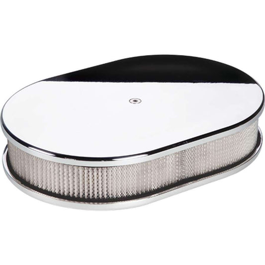 Billet Specialties Air Cleaner Assembly - 11.875 x 8.375 in Oval - 2 in Element - 5-1/8 in Carb Flange - Raised Base -