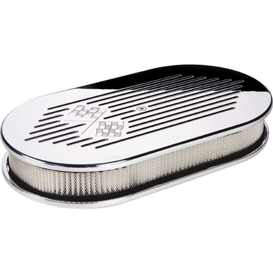 Billet Specialties Air Cleaner Assembly - 15 x 8.5 in Oval - 2 in Element - 5-1/8 in Carb Flange - Raised Base -