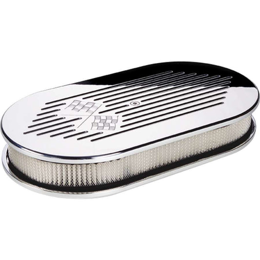 Billet Specialties Air Cleaner Assembly - 15 x 8.5 in Oval - 2 in Element - 5-1/8 in Carb Flange - Raised Base -